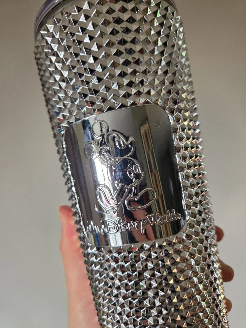 Starbucks Disney Parks 100 Anniversary Platinum Silver Bling Studded Tumbler 24